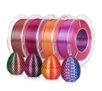 LANDU Silk PLA 3D Printer Filament Bundle, Shiny Dual Color Filament 1.75mm Pack, Multi Color Change 3D Printing Filament for Most FFF 3D Printer,Dimensional Accuracy +/-0.02mm,200g x 4 Spools