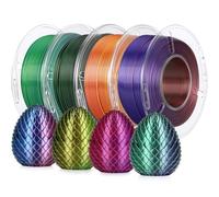 LANDU Silk PLA 3D Printer Filament Bundle, Shiny Tri Color Filament 1.75mm Pack, Rainbow PLA Filament 3D Printing Filament for Most FFF 3D Printer,Dimensional Accuracy +/-0.02mm,200g x 4 Spools