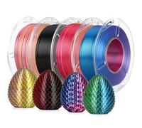 LANDU Silk PLA 3D Printer Filament Bundle, Shiny Tri Color Filament 1.75mm Pack, Rainbow PLA Filament 3D Printing Filament for Most FFF 3D Printer,Dimensional Accuracy +/-0.02mm,200g x 4 Spools