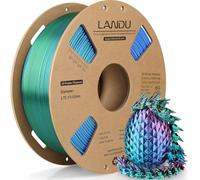 LANDU Silk Tri-Color PLA Filament 1.75mm 1Kg, Triple Color Silk PLA Filament, Rainbow PLA Filament, Neatly Wound 3D Printer Filament, 3 in 1 Multi Color Filament +/-0.02mm, Red Blue Green