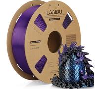 LANDU Silk Tri-Color PLA Filament 1.75mm 1Kg,Triple Color Silk PLA Filament,Silk Rainbow PLA Filament,Neatly Wound 3D Printer Filament, 3 in 1 Multi Color Filament +/-0.02mm,Black Blue Purple