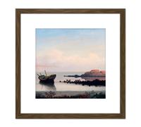 Lane Brace's Rock Eastern Point Painting 8X8 Inch Square Wooden Framed Wall Art Print Picture with Mount Artery8 Brown One Size