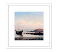 Lane Brace's Rock Eastern Point Painting 8X8 Inch Square Wooden Framed Wall Art Print Picture with Mount Artery8 White One Size