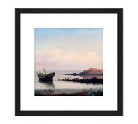 Lane Brace's Rock Eastern Point Painting 8X8 Inch Square Wooden Framed Wall Art Print Picture with Mount Artery8 Black One Size