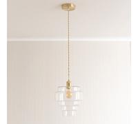 Lane Glass 5 Tier Shade Brushed Gold Ceiling Pendant Light and Bulb ValueLights Clear One Size