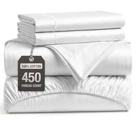 LANE LINEN 100% Cotton Bed Sheets Full Size- 450 TC Soft Full Size Bed Sheets Set, Hotel Quality ELS Cotton Full Size Sheets, 15” Deep Pocket Full Size Sheets Sets- White Full Sheet Set