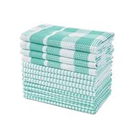 LANE LINEN 100% Cotton Kitchen Dish Cloths, Ultra Soft Absorbent Quick Drying Dish Towels, Multiweave Wash Cloths Dish Towel Sets, 13x13 Inches, 12 Pack - Aqua