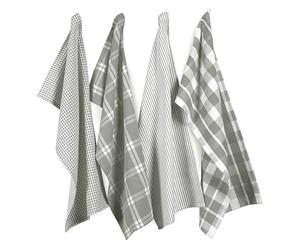 LANE LINEN 100% Cotton Kitchen Dish Cloths, Ultra Soft Absorbent Quick Drying Dish Towels, Multiweave Wash Cloths Dish Towel Sets, 13x28 Inches, 4 Pack - Grey