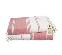 LANE LINEN 100% Cotton Turkish Beach Towel 2 Pack, Oversized 39"x71", Lightweight, Absorbent & Quick Dry, Sand Free, Hibiscus