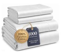 LANE LINEN 100% Egyptian Cotton Sheets King Size Silky Sateen Weave - White
