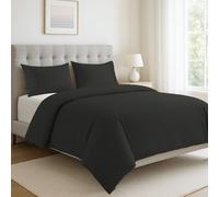 LANE LINEN 100% Organic Cotton Duvet Cover Set - King Size, Black 3-Piece Bedding Set, Soft Breathable Fabric, Includes 1 Duvet Cover 230 x 220 cm and 2 Pillow Shams - Comforter Not Included