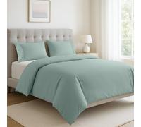 LANE LINEN 100% Organic Cotton Duvet Cover Set - King Size, Cool Blue 3-Piece Bedding Set, Soft Breathable Fabric, Includes 1 Duvet Cover 230 x 220 cm and 2 Pillow Shams - Comforter Not Included
