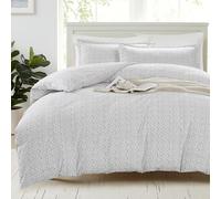 LANE LINEN 100% Organic Cotton Duvet Cover Super King Size White Grey 3 Piece Bedding Set Soft Breathable Fabric Includes 1 Duvet Cover 260 x 220 cm and 2 Pillow Shams Comforter Not Included