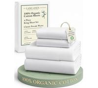 LANE LINEN 100% Organic Cotton King Sheet Set, Soft & Comfortable, All Season Sheet Set, Breathable, Percale Weave, Full Elasticity, Eco-Friendly,