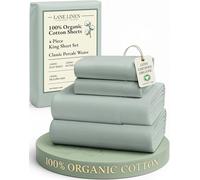 LANE LINEN 100% Organic Cotton Sheets King Size, 15" Deep Pocket Fully Elasticized Soft & Comfy Percale Bedding, Eco Friendly Naturally Temperature Regulating Cotton Sheets King- Cool Blue