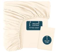 Lane Linen 100% Organic Cotton Single Duvet Cover Set, 2 Piece Set, Pure Organic Long Staple Cotton, Percale Weave, Breathable, Comforter Cover with Button Closure - Ivory