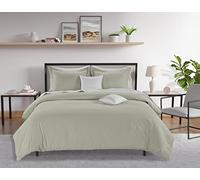 LANE LINEN 100% Organic Cotton Super King Duvet Cover Set, 3-Piece Set (1 Duvet Cover, 2 PIllow Shams), Long Staple, Percale Weave, Breathable, Comforter Cover with Button Closure - Mineral
