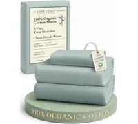 LANE LINEN 100% Organic Cotton Twin Bed Sheet Set, Mercerized Fully Elasticized Eco Friendly Sustainably Produced Bedding Sheets & Pillowcase Set, 15" Deep Pocket Twin Sheets - French Blue