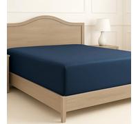 Lane Linen 1000 Thread Count Egyptian Cotton Fitted Sheet Double - Deep Pocket 38 cm, Ultra Soft & Breathable Bottom Sheet - Hotel-Style Quality - Dark Denim