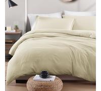 LANE LINEN 4-Piece Double Bedding Set - Pre-Washed Microfiber Duvet Cover, Fitted Sheet, and Pillowcase - Cozy and Durable (Linen)