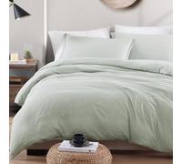 LANE LINEN 4-Piece Double Bedding Set - Pre-Washed Microfiber Duvet Cover, Fitted Sheet, and Pillowcase - Cozy and Durable (Mineral)