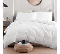 LANE LINEN 4-Piece King Bedding Set - Pre-Washed Microfiber Duvet Cover, Fitted Sheet, and Pillowcase - Cozy and Durable (White)