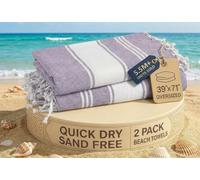LANE LINEN Beach Towel 2 Pack - Cotton Rich Pool Towels Oversized, Pre-Washed Extra Large Beach Towels, Sand Free, Quick Dry travel towel, Large Pool Towel, 39"x71" - Day Break