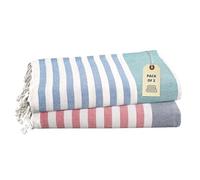 LANE LINEN Beach Towels For Women, 2 Pack Large Turkish Towels Oversized, Pre-Washed, No-Shrink Sand Free Towel, Quick Dry, Lightweight Travel,Soft Beach Essentials 39"x71" - Stripe