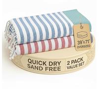 LANE LINEN Beach Towels For Women, 2 Pack Large Turkish Towels Oversized, Pre-Washed, No-Shrink Sand Free Towel, Quick Dry, Lightweight Travel,Soft Beach Essentials 39"x71" - Stripe
