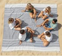 LANE LINEN Big Beach Blanket XL - Turkish Cotton Oversized Quick Dry Towel - XXL Sand Free 208x208 cm Towel for Camping, Travel, Beach, and Picnic Essentials - Navy Blazer