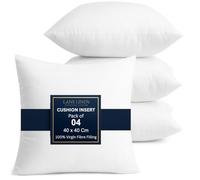 LANE LINEN Cushion Inserts (Pack of 4) - 40x40 cm (16x16 inch) Pillow Insert - Hollowfibre Inner Pads for Sofa or Bed - White Cushion Fillers