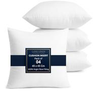 LANE LINEN Cushion Inserts (Pack of 4) - Throw Pillow Inserts 45x45 cm (18x18 inch) Hollowfibre Inner Pads for Sofa or Bed - White Cushion Fillers