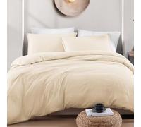 LANE LINEN Double Duvet Cover Set Ivory - Pre Washed Soft Microfibre Polyester Duvet Cover with Pillow case - Bedding Quilt Cover Set