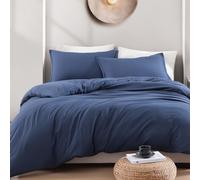 LANE LINEN Double Duvet Cover Set Navy - Pre Washed Soft Microfibre Polyester Duvet Cover with Pillow case - Bedding Quilt Cover Set