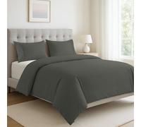 LANE LINEN Double Size Duvet Cover Set - 100% Organic Cotton, 3-Piece Soft & Sustainable Bedding, Includes 1 Duvet Cover 200 x 200 cm and 2 Pillow Shams - Machine Washable - Charcoal