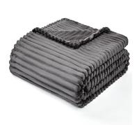 LANE LINEN Fleece Blanket Double Size 152 x 200 Grey - Soft Fluffy Plush Throw for Bed, Couch, Sofa - Warm Lightweight Blanket for Adults, Home Living Room Decor & Birthday Gift for Him or Her