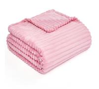 LANE LINEN Fleece Blanket Double Size 152 x 200 Pink - Soft Fluffy Plush Throw for Bed, Couch, Sofa - Warm Lightweight Blanket for Adults, Home Living Room Decor & Birthday Gift for Him or Her