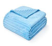 LANE LINEN Fleece Blanket Queen Size 228 x 228 - Blue Soft Fluffy Plush Throw Blankets for Bed, Lightweight Cozy Warm Blanket for Women & Men - Bedroom Decor & Gift for Her or Him