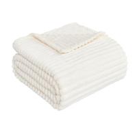 LANE LINEN Fleece Blanket Queen Size 228 x 228 - Warm White Soft Fluffy Plush Queen Blanket for Bed, Lightweight Cozy Warm Blanket for Women & Men - Bedroom Decor & Gift for Her or Him