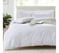 LANE LINEN GOTS Certified Organic Cotton Duvet Cover Single Stripe White - 135x200cm Hypoallergenic Bedding Set, Breathable 2-Piece with Pillowcase