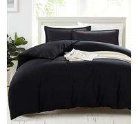 LANE LINEN King Size Duvet Cover Set Black - 100% Organic Cotton Bedding 230x220cm, Soft Breathable 3 Piece with Button Closure, 2 Pillow Cases Included