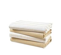 LANE LINEN Kitchen Tea Towels Set - 4 Pack (18” x 28”) 100% Cotton Dish Towels, Absorbent & Quick Drying Kitchen Cloth with Hanging Loop, Tea Towels - Beige