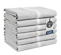 LANE LINEN Kitchen Towel Set - 100% Cotton, Absorbent, Grey Chambray Striped Dish Towels, 14” x 25”, 6-Pack