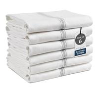 LANE LINEN Kitchen Towel Set, 6 Pack Dish Towels for Kitchen, 100% Cotton Absorbent Tea Towels, Quick Dry, 14"x25", Herringbone Weave, Reusable, Machine Washable, Soft for Drying Dishes - Grey Stripe