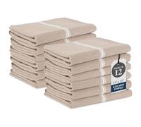 LANE LINEN Kitchen Towels Set - 100% Pure Cotton Dish Towels for Kitchen, Super Absorbent Kitchen Hand Towel, Tea Towels, Soft & Durable Dish Cloths, Pack of 12 - 14”x25”, Beige