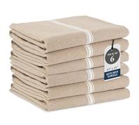 LANE LINEN Kitchen Towels Set - 100% Pure Cotton Dish Towels for Kitchen, Super Absorbent Kitchen Hand Towel, Tea Towels, Soft & Durable Dish Cloths, Pack of 6 - 14”x25”, Beige