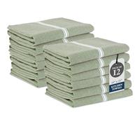LANE LINEN Kitchen Towels Set - 100% Pure Cotton Dish Towels for Kitchen, Super Absorbent Kitchen Hand Towel, Tea Towels, Soft & Durable Dish Cloths, Pack of 12 - 14”x25”, Olive