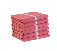 LANE LINEN Kitchen Towels Set - 100% Pure Cotton Dish Towels for Kitchen, Super Absorbent Kitchen Hand Towel, Tea Towels, Soft & Durable Dish Cloths, Pack of 6 - 14”x25”, Red