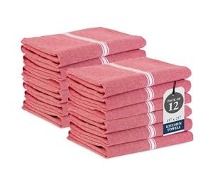 LANE LINEN Kitchen Towels Set - 100% Pure Cotton Dish Towels for Kitchen, Super Absorbent Kitchen Hand Towel, Tea Towels, Soft & Durable Dish Cloths, Pack of 12 - 14”x25”, Red