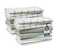 LANE LINEN Kitchen Towels Set - Pack of 12 Dish Cloths, 100% Cotton Absorbent Tea Towels 18” x 28” Quick-Drying & Soft Cleaning Kitchen Towel - Olive